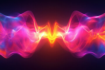 Colorful waves intersect on a black backdrop.