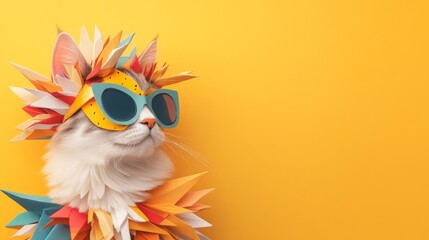 Fototapeta premium Cool cat in colorful summer attire.