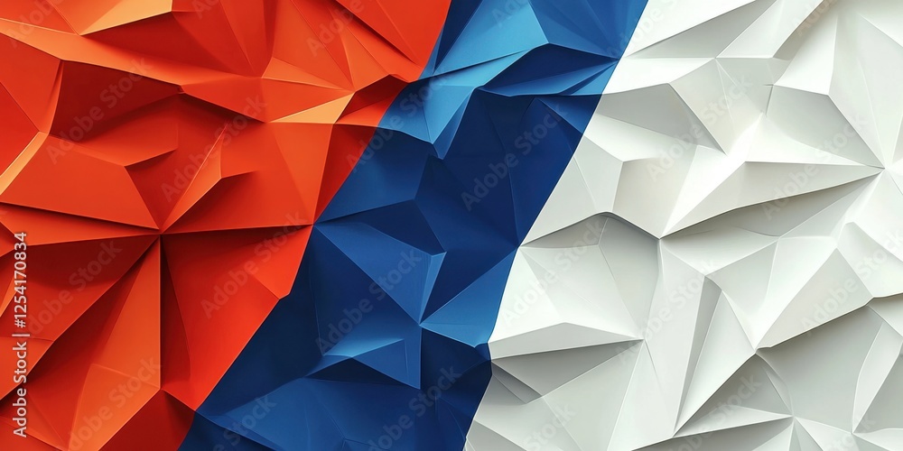 Aufkleber abstract triangular geometric pattern in red blue and white colors, modern art design background