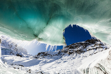 Ice caves. Morteratsch Glacier, Grisons, Switzerland