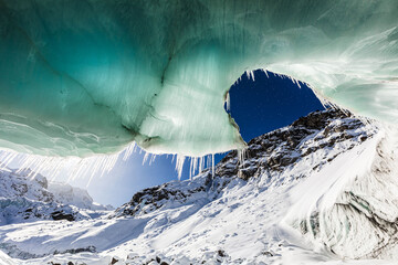 Ice caves. Morteratsch Glacier, Grisons, Switzerland