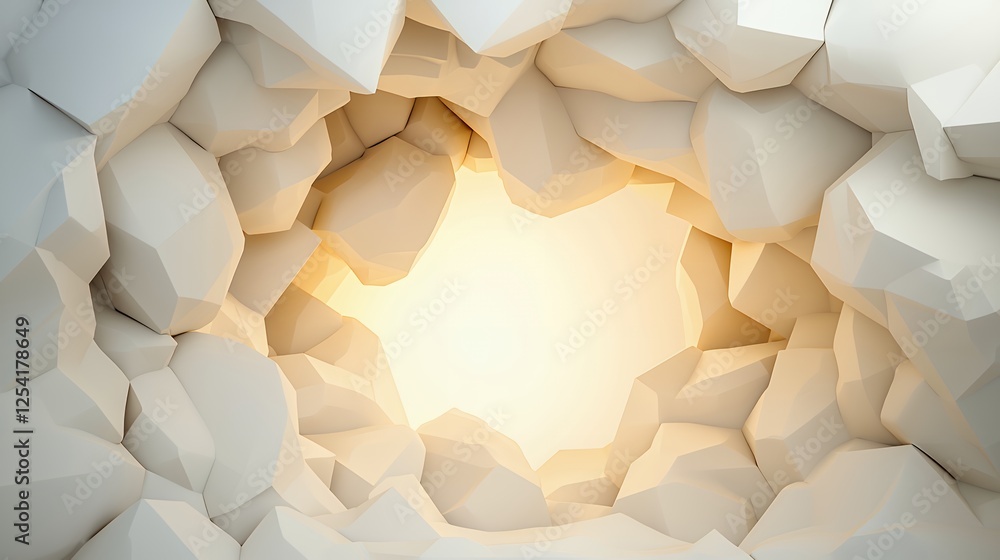 Poster abstract 3d geometric white rocks background with light source