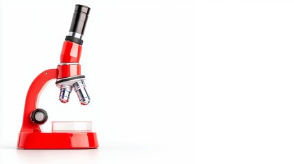 3D Rendered Red Microscope on White Background