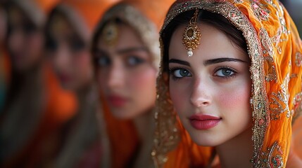 Group of Indo Pak women dressed in elegant sarees attending a wedding their attire symbolizing femininity and grace the celebration capturing the beauty and expectation of womanhood