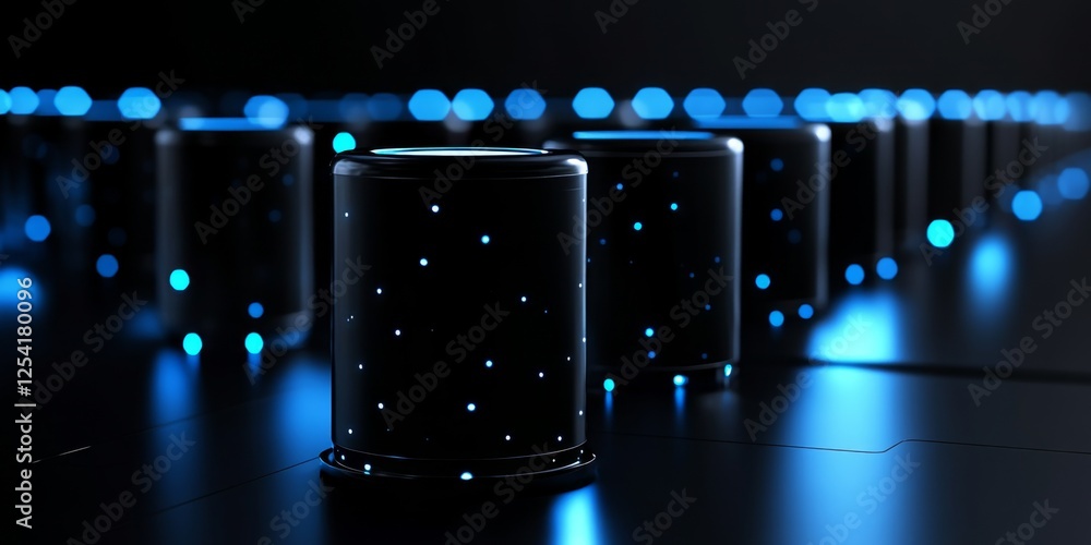 Poster illuminated cylinders in data center