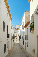 Altea old town features narrow streets and charming whitewashed houses, showcasing the town's traditional architecture along the Mediterranean coast in Alicante province, Valencia Community, Spain