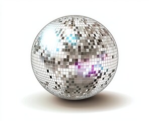 Obraz premium Disco ball, spinning, studio, white background, party decoration