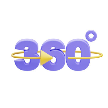 PNG 3D 360 degree icon isolated on a white background