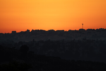 A Hazy Dawn in Jerusalem, Israel