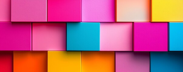 Neon color blocks in graphic design, utilizing sharp contrasts and bright colors for impactful marketing materials or web design.