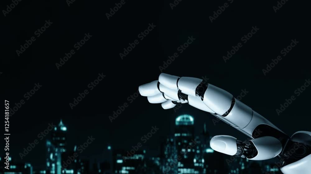 Poster futuristic robot artificial intelligence enlightening ai technology development and machine learning