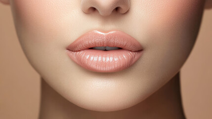 "Lush Beauty: Close-Up of a Woman’s Full Lips"

