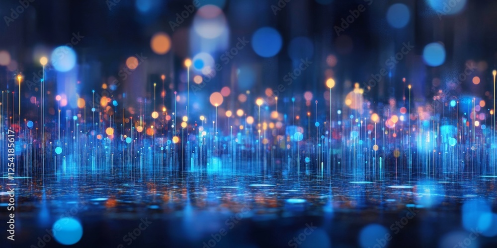 Poster digital city lightscape bokeh background