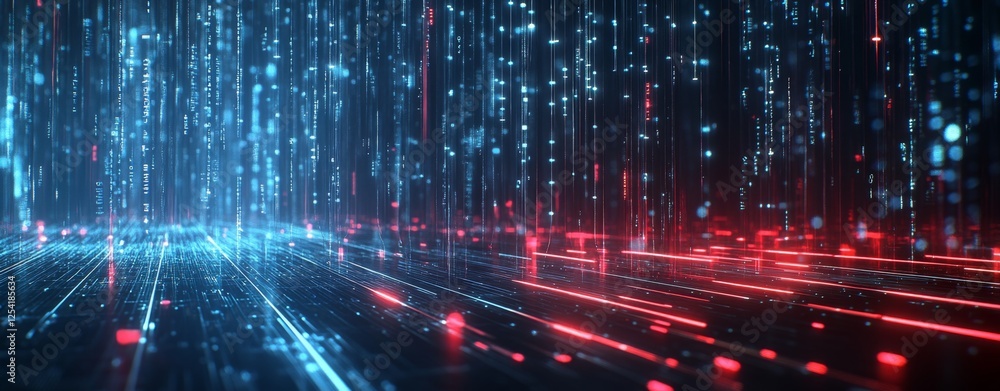 Poster Digital Data Stream Flowing in Cyberspace