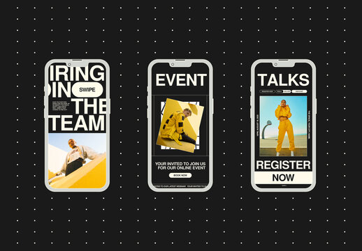 Three Vector Phone Mockups