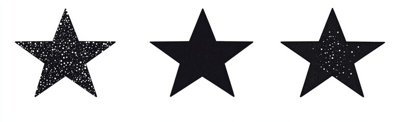 Three textured black stars on white background.
