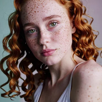 irish girl melanotan Young woman with curly red hair and freckles, wearing a white tank top. She has green eyes and a calm, thoughtful expression. Soft natural lighting highlights her fair skin and delicate features HPRA issues warning over 'serious