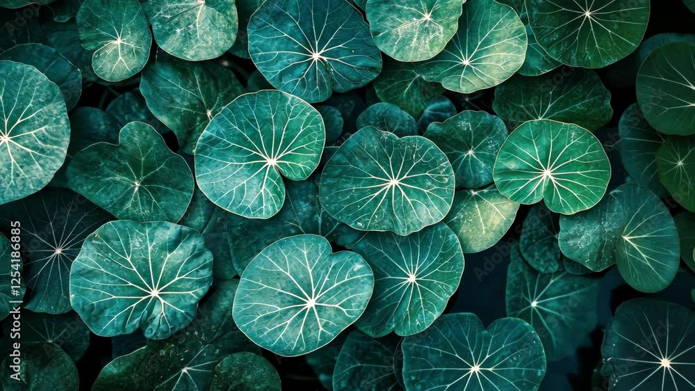 Poster green leaves floating on calm water create a serene atmosphere in a tranquil setting