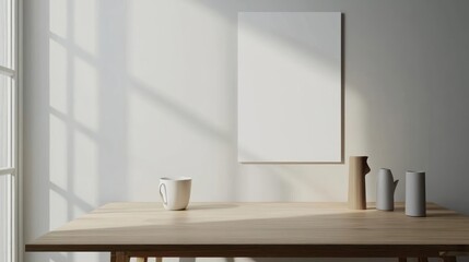 Minimalist Home Office Mockup with Sunlight