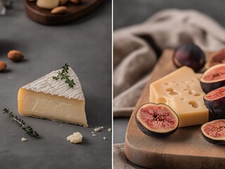 Macro shot highlights the texture and aging of a Manchego cheese wedge on a rustic surface