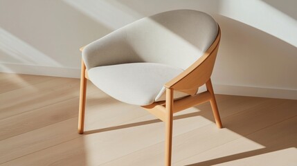 Scandinavian chair situated near a window casting soft shadows in a modern interior design setting