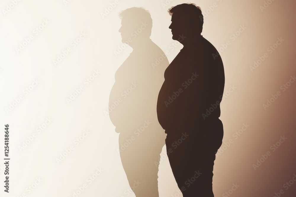 Poster weight loss transformation silhouette showcasing progress and change in body shape in a fitness jour