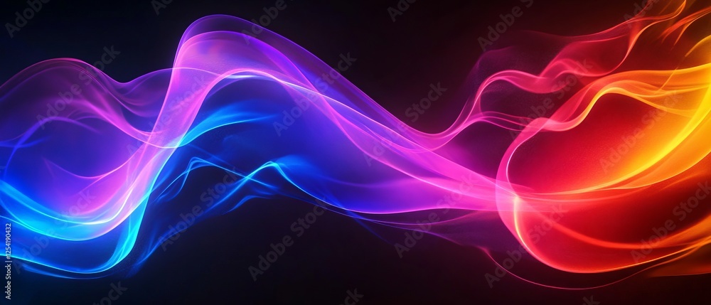 Poster abstract colorful waves flow dark background design