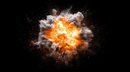 Fiery explosion against black background, VFX