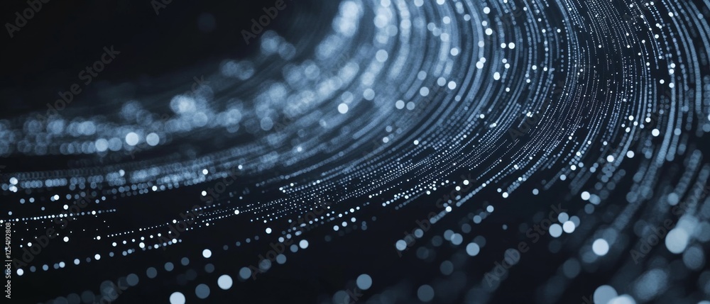Poster abstract swirling data stream; dark background