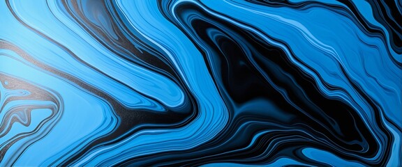 Obraz premium Elegant Liquid-Inspired Black and Blue Wallpaper Design