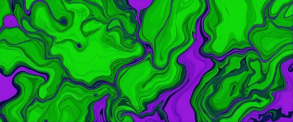 Vivid Abstract Liquid Art: A Green and Purple Masterpiece