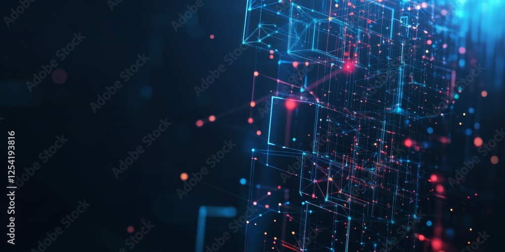 Fototapete digital network data flow, glowing abstract background