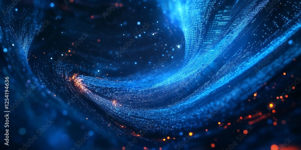 Poster digital data swirl, cosmic background, futuristic tech