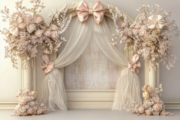 Floral accented wedding backdrop creating a romantic atmosphere for indoor venues