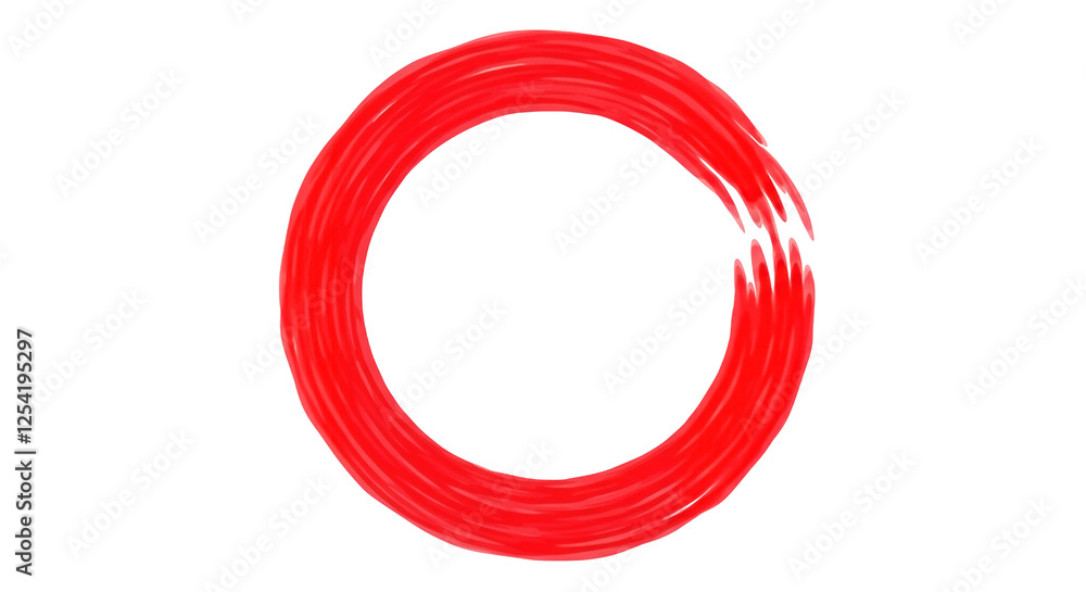 Poster vivid circular red brush stroke representing artistic expression and creativity in minimalism