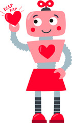 Valentine Robots, Greeting Card, Stickers, Boy, Girl