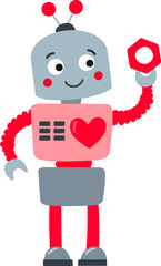 Valentine Robots, Greeting Card, Stickers, Boy, Girl