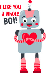 Valentine Robots, Greeting Card, Stickers, Boy, Girl