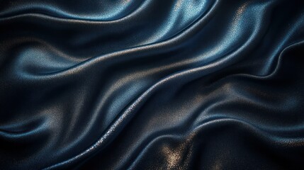 Fototapeta premium Dark Blue Draped Satin Fabric Texture