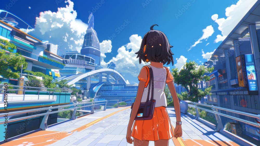 Poster futuristic integration: the technologically advanced university campus of tomorrow