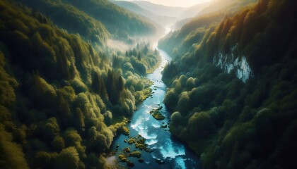 aerial view of the river