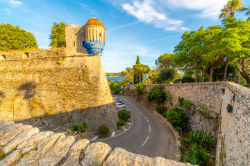 The 16th century Citadelle Saint-Elme fortress along the Mediterranean Sea at the village of Villefranche-sur-Mer, France, on the French Riviera.	