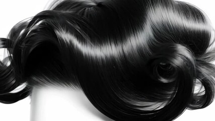 Stylish black curls on a mannequin head showcase intricate hairstyling techniques in a professional setting