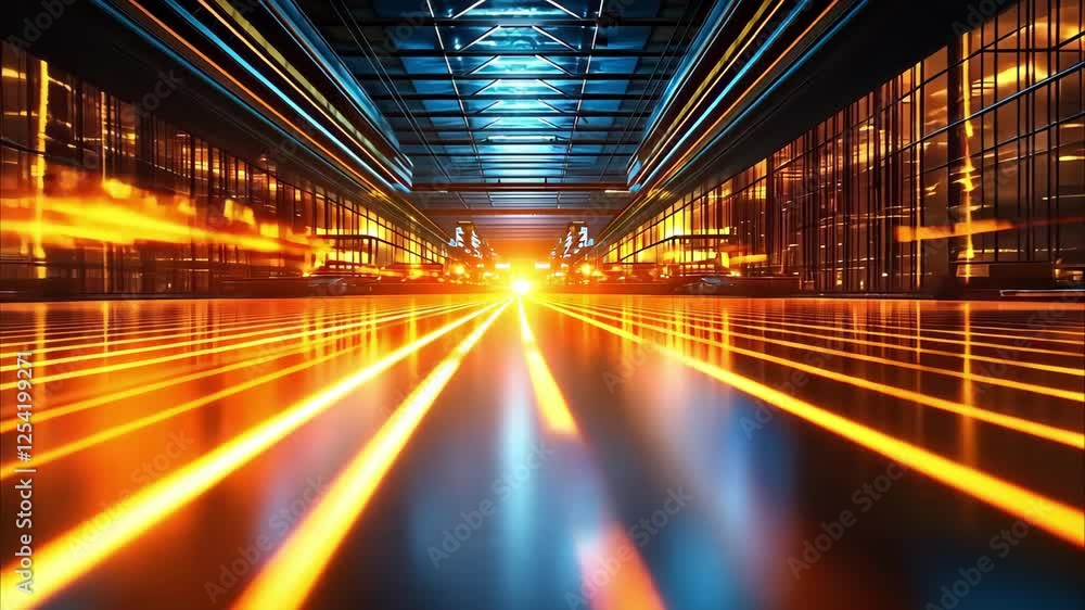 Aufkleber a futuristic scene with vibrant lines of light, creating a sense of speed and motion in a sleek, ind