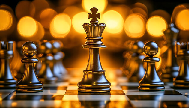 Strategic chess pieces on chessboard with king and rook in focus