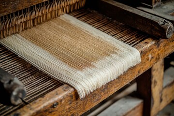 Weavers&rsquo; guild crafting fine textiles on large wooden looms.