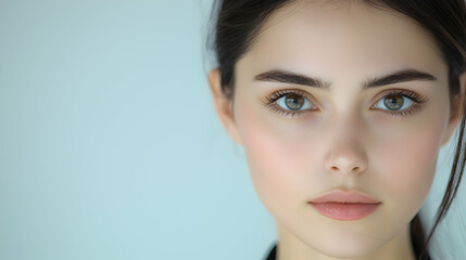 Fototapeta premium Woman's face, neutral expression, studio shot, beauty