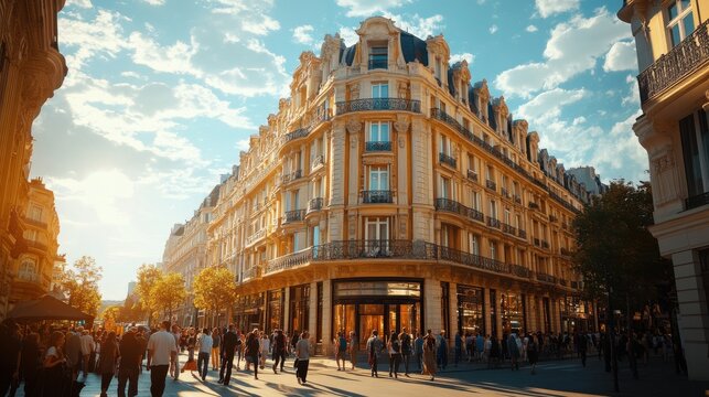 Bustling city life in paris vibrant streetscape urban environment daylight scene