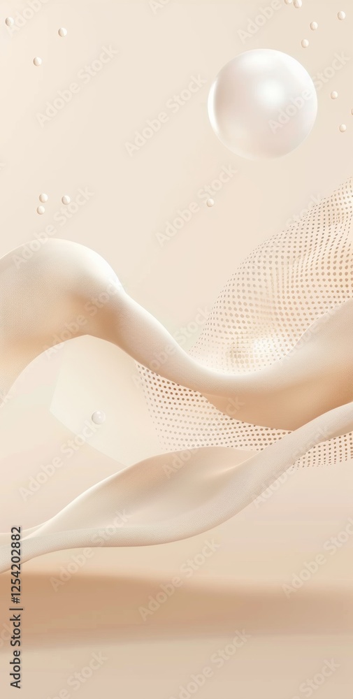 Poster this is a stylish abstract design that features soft flowing waves and gentle bubbles in a smooth co