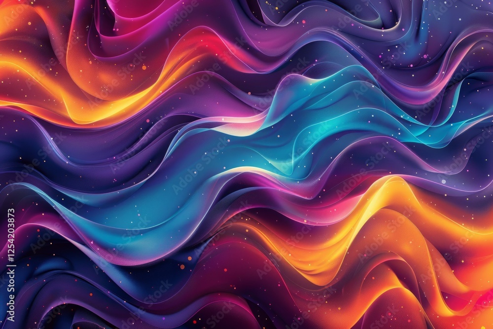 Poster stunning wave patterns set against a cosmic backdrop blend creativity and depth for dynamic visuals
